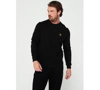 Belstaff Left Chest Patch Logo Regular Fit Crew Neck Sweatshirt, Black, Size Xl, Men Black