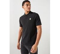 Belstaff Left Chest Patch Logo Regular Fit Polo Shirt, Black, Size S, Men Black