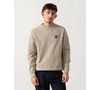 Belstaff Mens Crew Neck Sweatshirt With Logo Patch - Dark Sand - Dark Sand - M