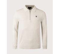 Men's Belstaff Drift Knitted Long Sleeve Polo Stone Beige - Cream - Size: 40