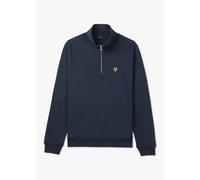 BELSTAFF Mens Quarter Zip Sweatshirt in Dark Ink Mens Clothing Size: S, Colour: Navy Fabric