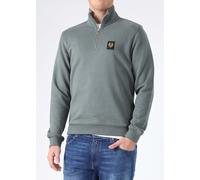 BELSTAFF Mens Quarter Zip Sweatshirt in Mineral Green Mens Clothing Size: XL, Colour: Khaki Fabric
