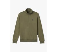 BELSTAFF Mens Quarter Zip Sweatshirt in Surplus Green Mens Clothing Size: XXL, Colour: Green Suede