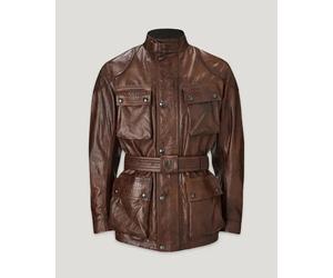 Belstaff Trialmaster Moto Motorcycle Motorbike Leather Jacket Burnt Cuero
