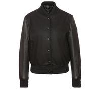Belstaff Womens Willow Black Leather Bomber Jacket Wool - Size 2XL