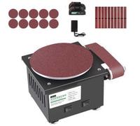 Belt and Disc Bench Sanders for Metal, Abrasive Roller Machine Bench Top Linisher with Cast Iron Base, Roating 20/40mm Belt Grinder and 150mm Disc Sander for Workshop Wood Sanding(18)