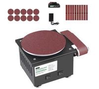 Belt and Disc Bench Sanders for Metal, Abrasive Roller Machine Bench Top Linisher with Cast Iron Base, Roating 20/40mm Belt Grinder and 150mm Disc Sander for Workshop Wood Sanding(16)