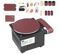Belt and Disc Bench Sanders for Metal, Abrasive Roller Machine Bench Top Linisher with Cast Iron Base, Roating 20/40mm Belt Grinder and 150mm Disc Sander for Workshop Wood Sanding(21)