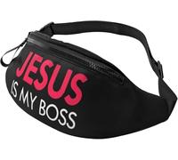 Belt Bag Christianty Jesus is My Boss Premium Walking Bags Foldable Sports Waist Pouch for Sport Jogging Commuting 14X35Cm