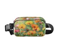 Belt Bag Crossbody Bags Fashion Waist Packs Fanny Pack with Adjustable Strap Bright Orange Yellow Flowers Blooming in The Summer Sun for Workout Shopping Travelling Hiking