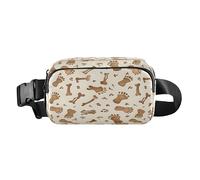 Belt Bag Crossbody Bags Fashion Waist Packs Fanny Pack with Adjustable Strap Brown Footprints and Bones for Workout Shopping Travelling Hiking