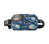 Belt Bag Crossbody Bags Fashion Waist Packs Fanny Pack with Adjustable Strap Graffiti Blue Sun Moon for Workout Shopping Travelling Hiking