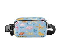 Belt Bag Crossbody Bags Fashion Waist Packs Fanny Pack with Adjustable Strap Hand Drawn Sea Shells for Workout Shopping Travelling Hiking