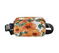 Belt Bag Crossbody Bags Fashion Waist Packs Fanny Pack with Adjustable Strap Orange Flowers Drawn in Watercolor for Workout Shopping Travelling Hiking