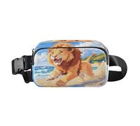 Belt Bag Crossbody Bags Fashion Waist Packs Fanny Pack with Adjustable Strap Running Lions Beach Scene for Workout Shopping Travelling Hiking