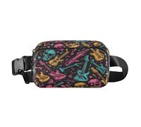 Belt Bag Crossbody Bags Fashion Waist Packs Fanny Pack with Adjustable Strap Skull Blue Pink Guitar for Workout Shopping Travelling Hiking
