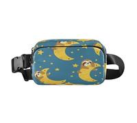 Belt Bag Crossbody Bags Fashion Waist Packs Fanny Pack with Adjustable Strap Sloth Moon Blue Background for Workout Shopping Travelling Hiking