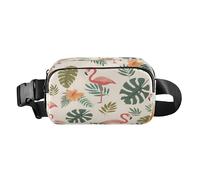 Belt Bag Crossbody Bags Fashion Waist Packs Fanny Pack with Adjustable Strap Tropical Flamingo Coffee Themed for Workout Shopping Travelling Hiking