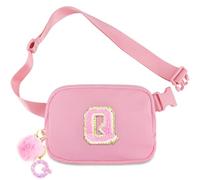Belt Bag Fanny Pack for Girls - Initial Crossbody Bag for Birthday Gifts for 5 6 7 8 9 10 11 12 13 Year Old Teen Waist Pack Small Travel Essential, Pink-Q, Q