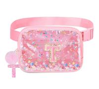 Belt Bag Fanny Pack for Girls - Initial Crossbody Bag for Birthday Gifts for 5 6 7 8 9 10 11 12 13 Year Old Teen Waist Pack Small Travel Essential, Rainbow, T