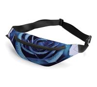 Belt Bag Fanny Pack for Women Men Waist Pack with Adjustable Strap Cute Poodle Crossbody Bag Small Sling Bag, Blue Rose Blooms, 36*15cm