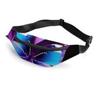 Belt Bag Fanny Pack for Women Men Waist Pack with Adjustable Strap Purple Butterfly Crossbody Bag Small Sling Bag, Blue Purple Butterfly, 36*15cm