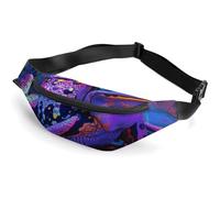 Belt Bag for Women Men Waterproof Fanny Pack Bear Wearing Winter Coat Waist Pack Waist Bag with Adjustable Strap, Bright Psychedelic Frog, 36*15cm