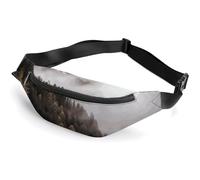 Belt Bag for Women Men Waterproof Fanny Pack Landscape of Monument Valley Waist Pack Waist Bag with Adjustable Strap, Landscape of Trees and Mountain Surrounded by, 36*15cm