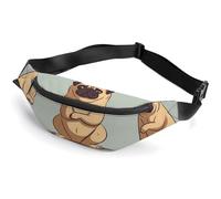 Belt Bag for Women Men Waterproof Fanny Pack Yin Yang Fire Water Waist Pack Waist Bag with Adjustable Strap, Yoga pug, 36*15cm