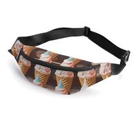 Belt Bag for Women Men Waterproof Fanny Pack Yin Yang Fire Water Waist Pack Waist Bag with Adjustable Strap, Ice Cream Cones Fifties Time-png, 36*15cm