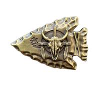 Belt Buckle Bull Head Skull for Men Belt Buckle Bull Skull Arrowhead Cowboy Jewelry Tribe Animal, bronze, L