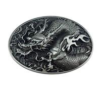 Belt Buckle Dragon Flames in Pewter.