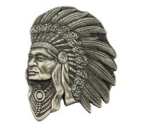 Belt Buckle Indian Chief Head Western for Men Classic Belt Buckle Indian Chief Headdress Tribal, bronze, L