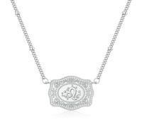 Belt Buckle Zodiac Necklace for Women 12 Constellation Embossed Pendant Necklace Astrology Sign Necklaces Exquisite Chain Personalized Jewelry, L, Alloy Steel, No Gemstone