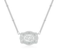 Belt Buckle Zodiac Necklace for Women 12 Constellation Embossed Pendant Necklace Astrology Sign Necklaces Exquisite Chain Personalized Jewelry, L, Alloy Steel, No Gemstone