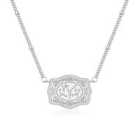 Belt Buckle Zodiac Necklace for Women 12 Constellation Embossed Pendant Necklace Astrology Sign Necklaces Exquisite Chain Personalized Jewelry, L, Alloy Steel, No Gemstone