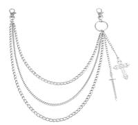 Belt chain, Jeans Chain, Alternative Fashion Wallet Accessories, Sword Shaped Cross Hanging Pants Chain, Punk And Hip-hop Style 45cm Long