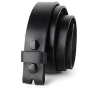 Belt for Buckles 100% Full Grain One Piece Leather Belt, w/Snaps for Interchangeable Buckles,1.25" wide, Black - 34