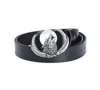 Belt for Men, Norse Viking Wolf Head Belt Buckle Howling Wolf Moon Belt Western Cowboy Belt,White,120CM/47.3''