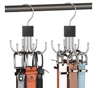 Belt Hanger, 2PCS Belt Organizer for Closet 360° Rotatable Max 48 Belt Storage Rack Space Saving Closet Organizers and Storage for Belt, Bra, Tank Top, Tie, Scarf, Purse