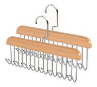 Belt Hanger for Wardrobe, 2 Pack Belt Hanger Wooden, Belt Rack with 8 Hooks,360 Degree Rotating Tie Hanger, Space Saving Belt Holder, Cabinet Organiser, Storage for Scarves, Ties, Belts (Wood)