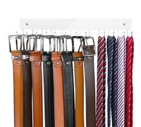 Belt Hanger Wall Mounted, Wooden Belt Organizer Max 12 Storage Capacity, 180° Rotating Space Saving Hangers for Ties, Tank Tops, Scarves, Bras, Keys, Bags White 1 Pack