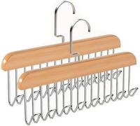 Belt Holder for Closet,2 Pack Anti Slip Hook Coat Rack Bra Hanger,Belt Hanger Wooden,Belt Rack with 8 Hooks,360° Rotating Space Saving Rack for Ties Belts Bras Ties