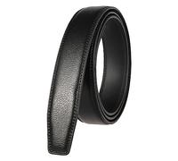 Belt No Holes Adjustable Leather Belts Without Buckle (Black, One Size)