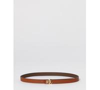 Leather Reversible Slim Belt with Logo camel