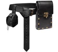 Belt Pouch Casual Fanny Pack Phone Holder Steampunk Renaissance Costume Accessories Festival Piece Medieval Waist Bag, 2-Black, 3.93 inches x 0.78 inches x 0.39 inches, Belt Bag