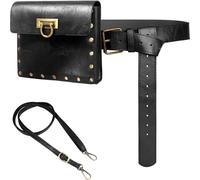 Belt Pouch Waist Bag Fanny Pack Medieval Vintage Leather Pouch Cellphone Holder Holster Carry Belt Purse Pocket Casual Hiking Festival Renaissance Faire Costume Props Travel Wallet, Style 2Black, 6.5