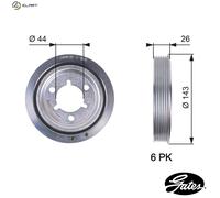 Crankshaft Pulley TVD1055 GATES for CITROËN PEUGEOT