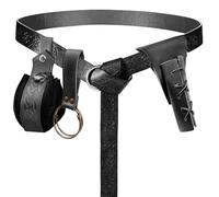Belt Sword Frog Dagger Holder Holster Leather Coin Purse Waist Bag Medieval Knight Renaissance Pirate Halloween Costume Cosplay Accessory (Black)