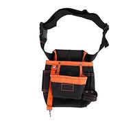 Belt Tool Bag Electrician Pouch Adjustable Waist Tool Bag with 8 Pockets for Electricians Handymen Contractors Oxford Cloth Black Grey Orange 25x21.5cm (Black Yellow Edge)